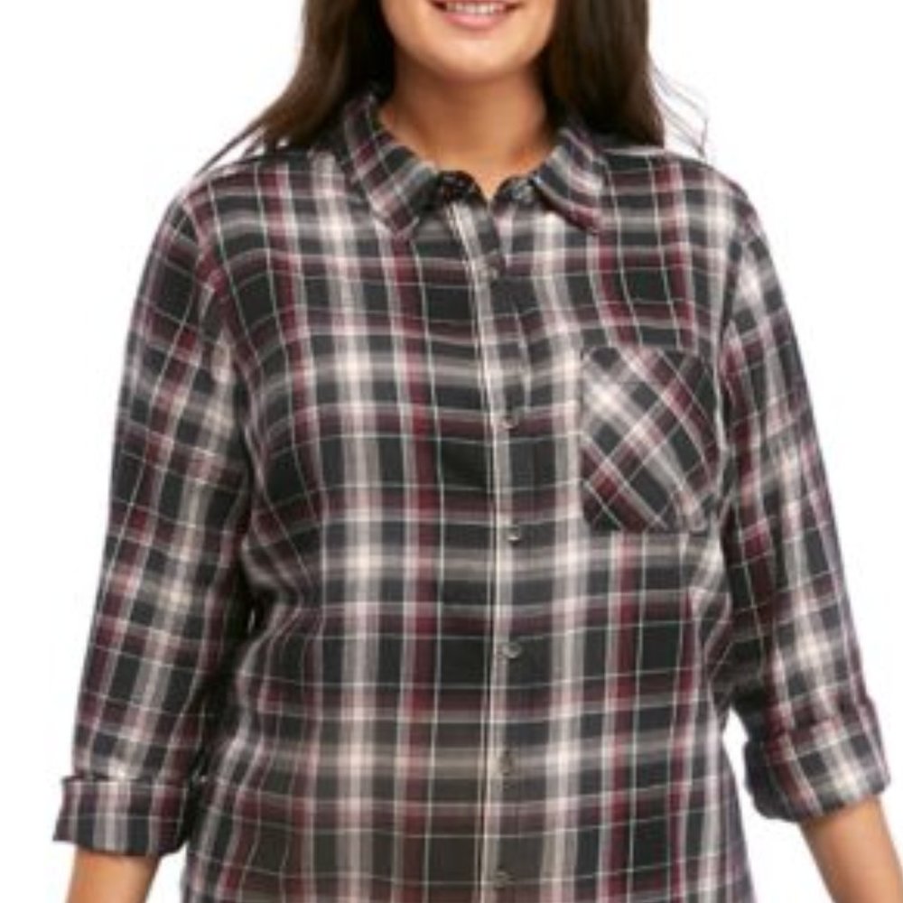 TRUE CRAFT-Plaid Woven Cotton Button-Up To…